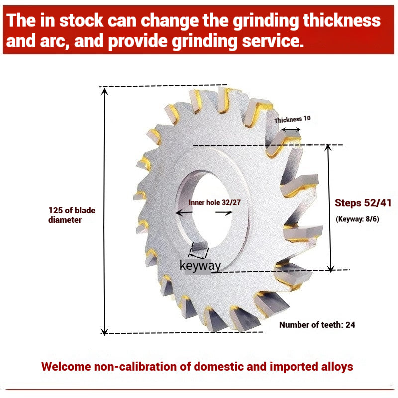 1057-Alloy three-face milling cutter can be customized tungsten steel 63 80 100 125 YW2 steel parts milling slot welding disk cutter Shandong Denso Pricision Tools Co.,Ltd.